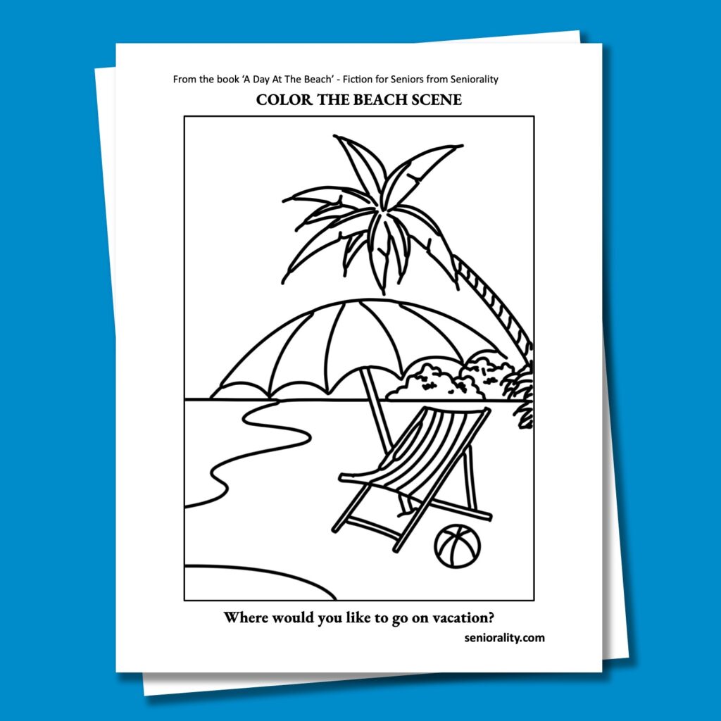 Beach Coloring Page - Activities for Seniors - Coloring for Patients with Dementia - Seniorality