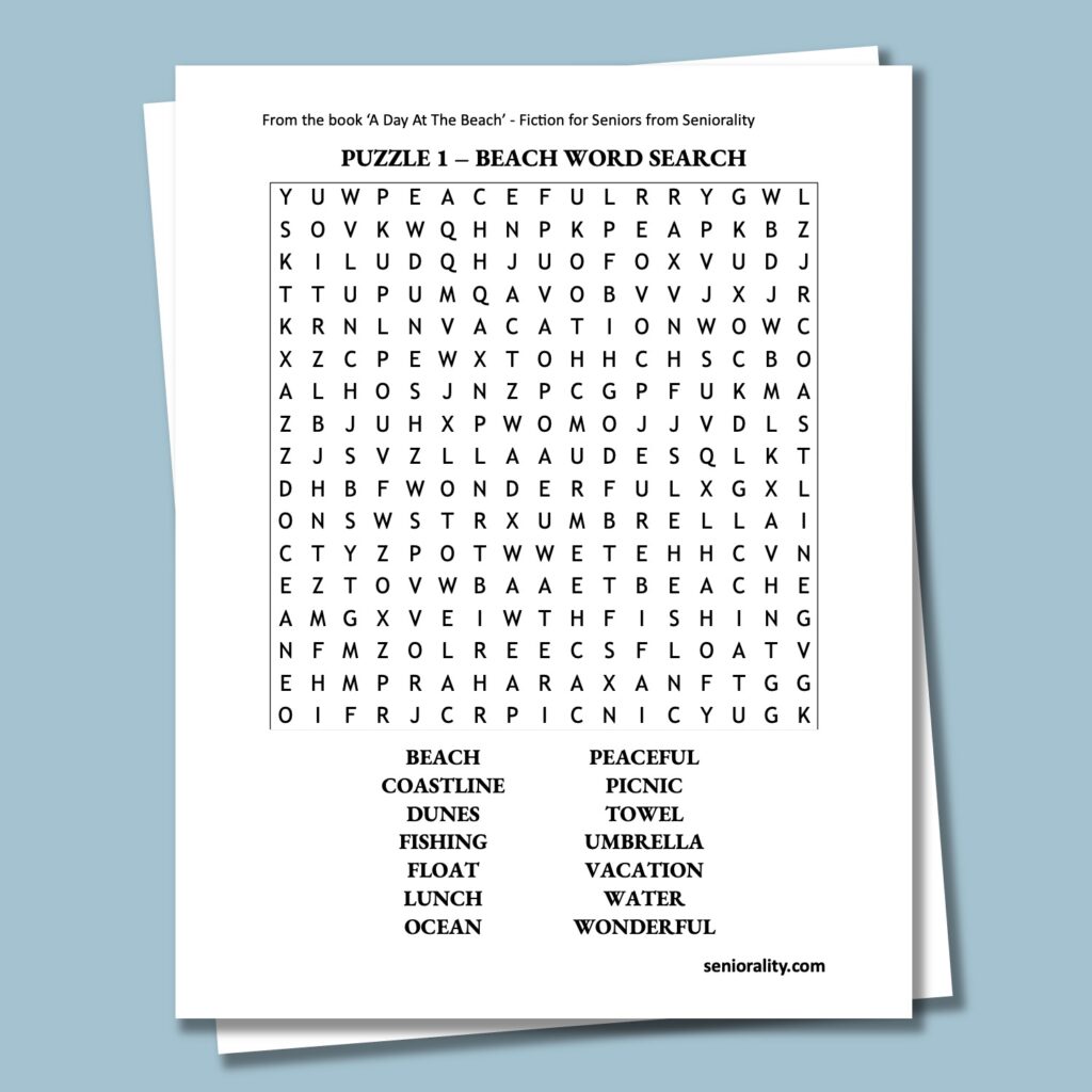 Beach Word Search - Activites for Seniors - Activities for Dementia Patients - Seniorality