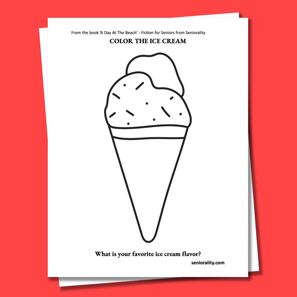 Ice Cream Coloring Page - Activities for Seniors - Coloring for Dementia Patients - Seniorality